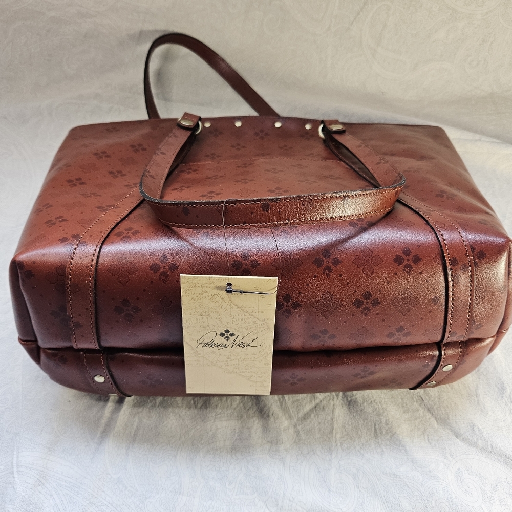 NWT Patricia Nash Benvenuto Leather Brown Tote Bag - Picture 7 of 12